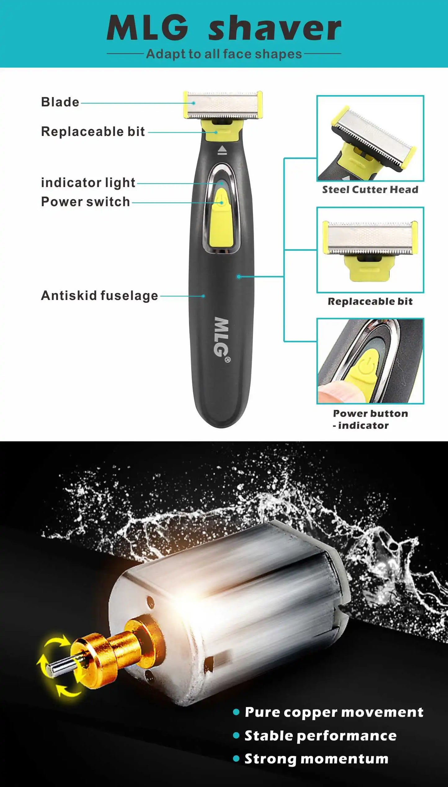 Electric Shaver for Men Professional Beard Trimmer Cordless Razor Body Trimer USB Rechargeable Face Male Hair Shaving Machine