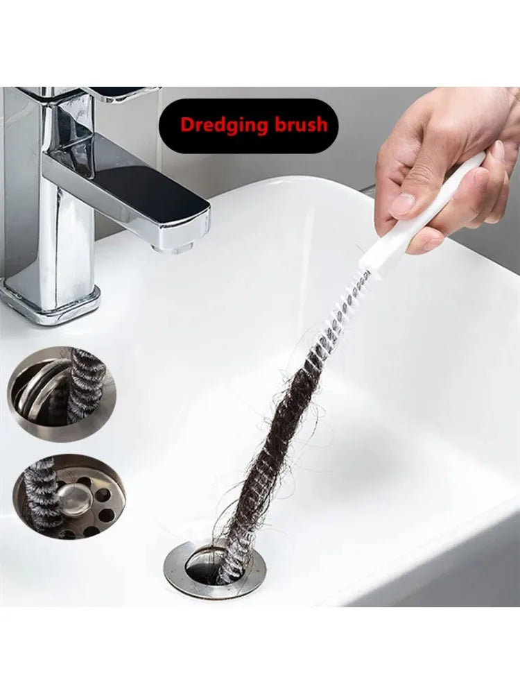 Pipe Dredging Brush Long Clean Kitchen Bathroom Hair Sewer Sink Cleaning Drain Pipe Flexible Cleaner Clog Plug Hole Remover Tool