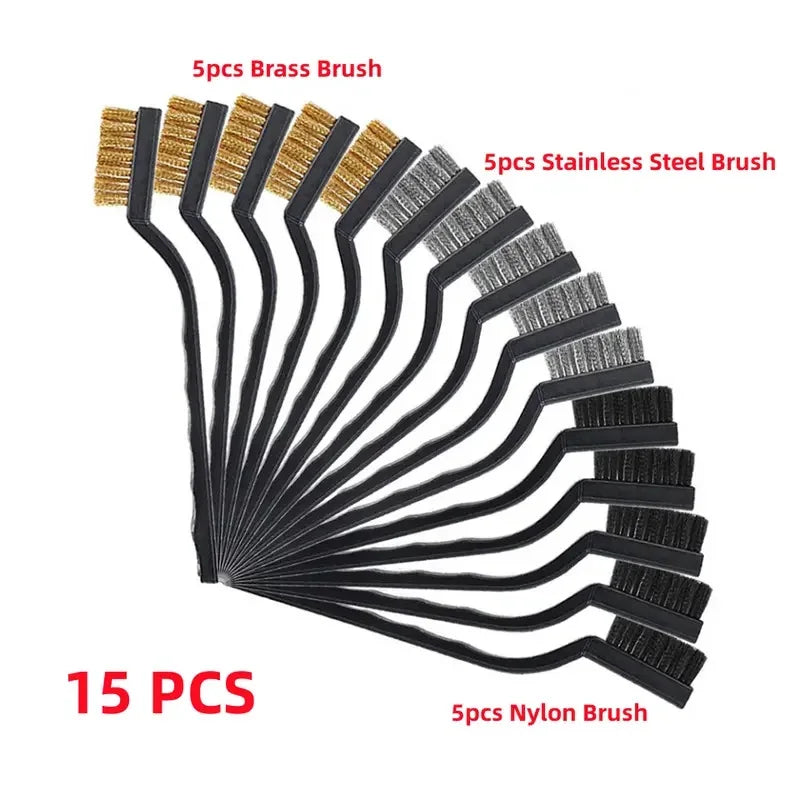 3/15pcs Wire Brush Set Curved Handle Brush Set For Cleaning Welding Slag And Rust Removal Industrial Scrubbing Brush