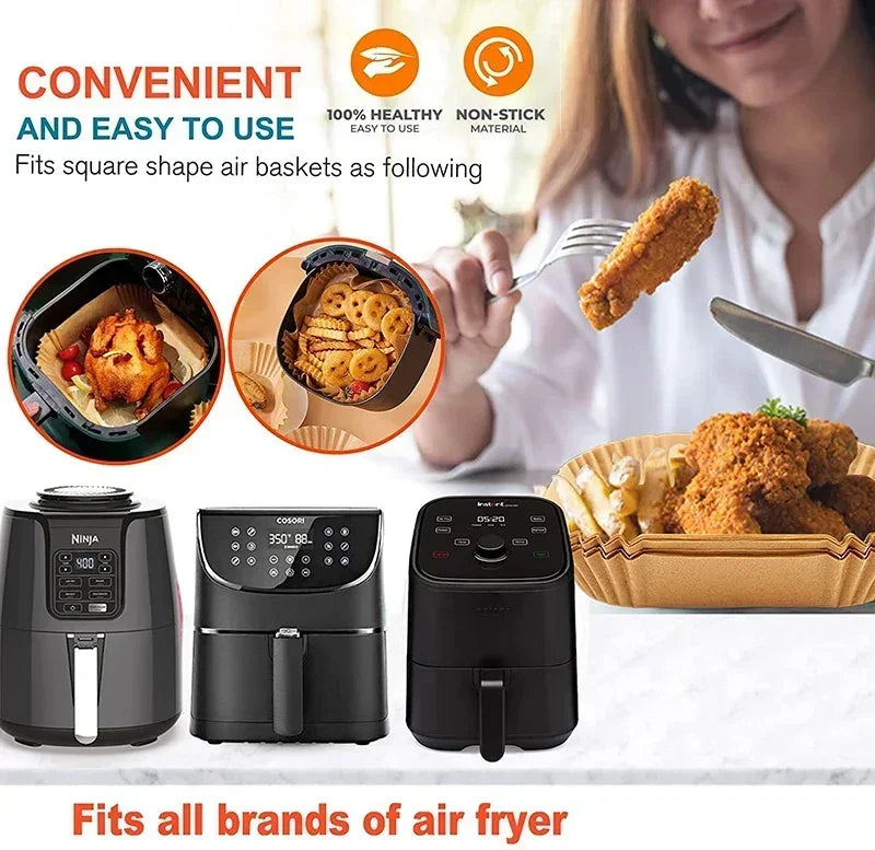 50/100pcs Air Fryer Baking Paper Non-Stick Airfryer Baking Papers Round Air-Fryer Paper Liners Paper Kitchen Accessories