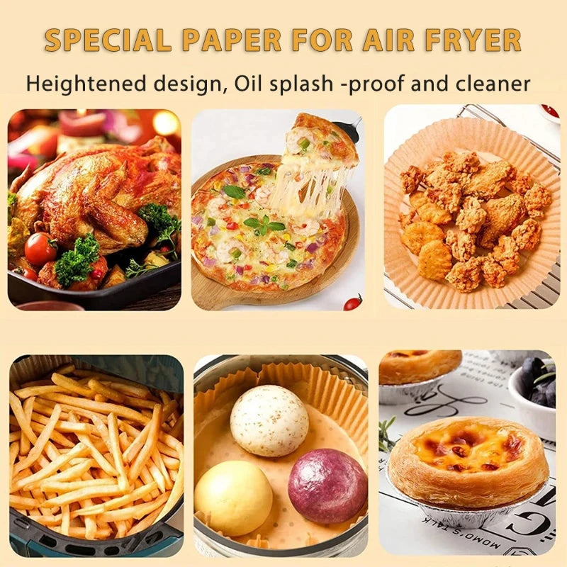 50/100pcs Air Fryer Baking Paper Non-Stick Airfryer Baking Papers Round Air-Fryer Paper Liners Paper Kitchen Accessories