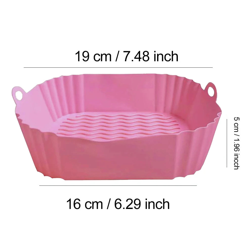 Silicone Air Fryer Pot Tray Food Safe Reusable Square BBQ Barbecue Pad Plate Airfryer Oven Baking Mold Basket Pan for Kitchen