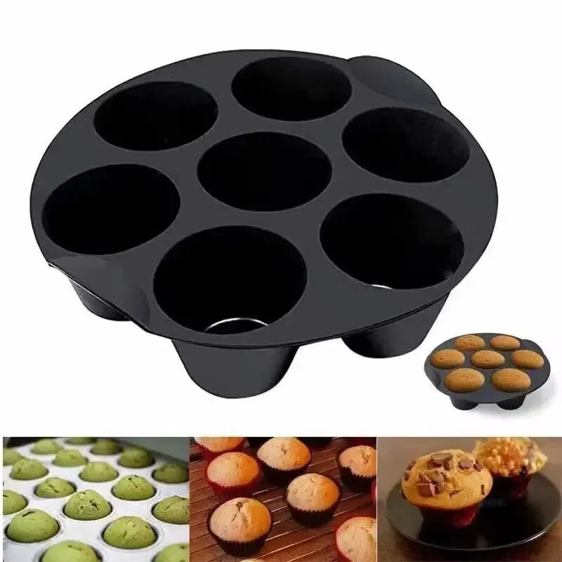 Silicone 7 Holes Cake Mold Home Party Baking Utensils Diy Cylindrical Mold Air Fryer Accessories Baking Tools Cake Molds