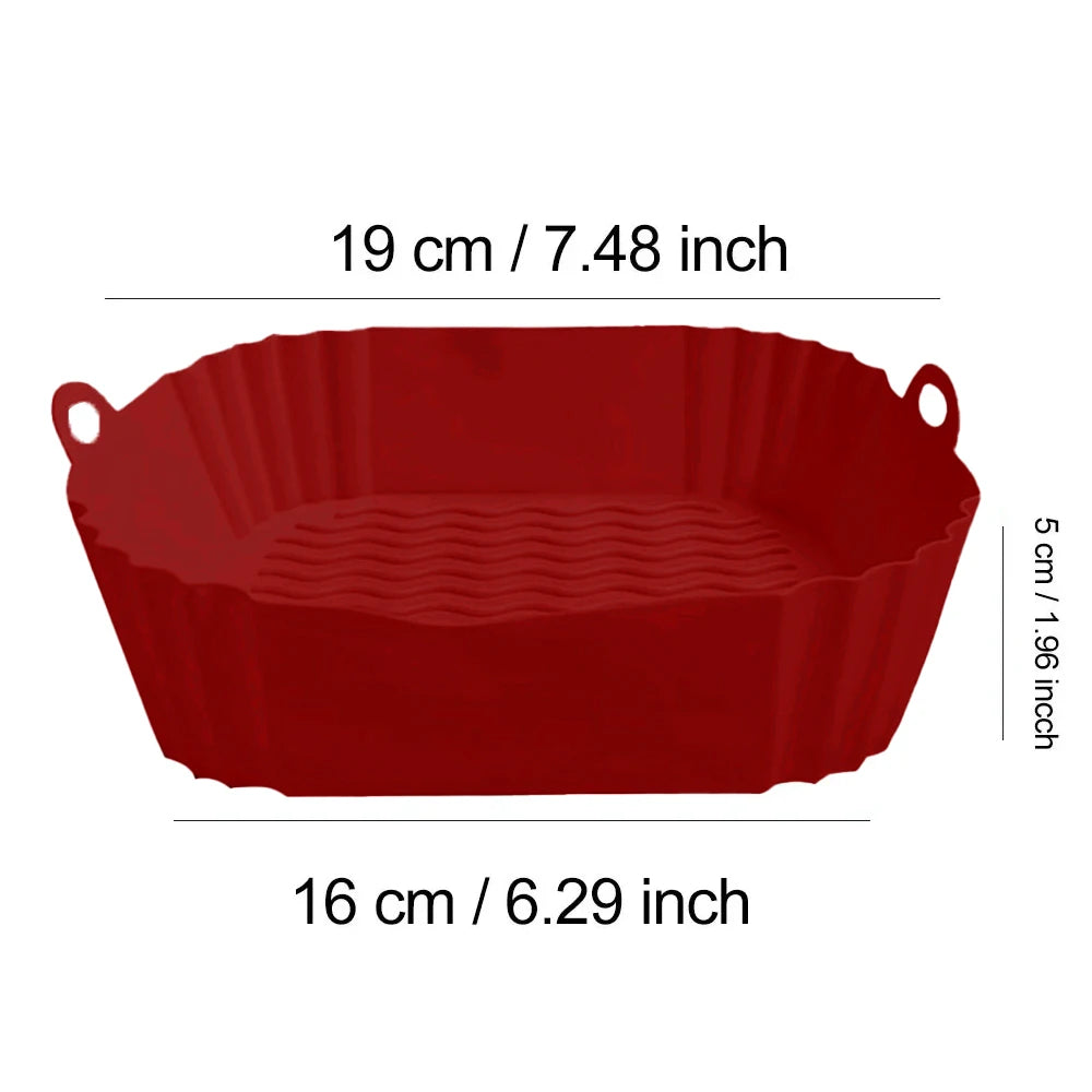 Silicone Air Fryer Pot Tray Food Safe Reusable Square BBQ Barbecue Pad Plate Airfryer Oven Baking Mold Basket Pan for Kitchen