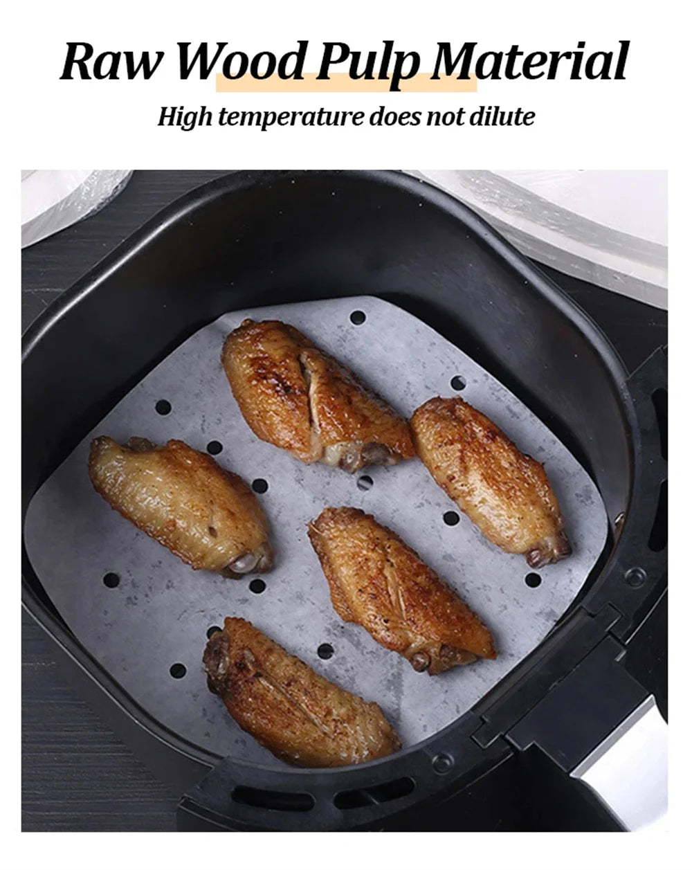 100PCS Air Fryer Paper Disposable Steamer Liners Kitchen Bakeware Papers Baking Non-Stick Steaming Mat Oil-absorbing Paper