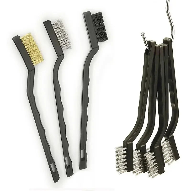 3/15pcs Wire Brush Set Curved Handle Brush Set For Cleaning Welding Slag And Rust Removal Industrial Scrubbing Brush