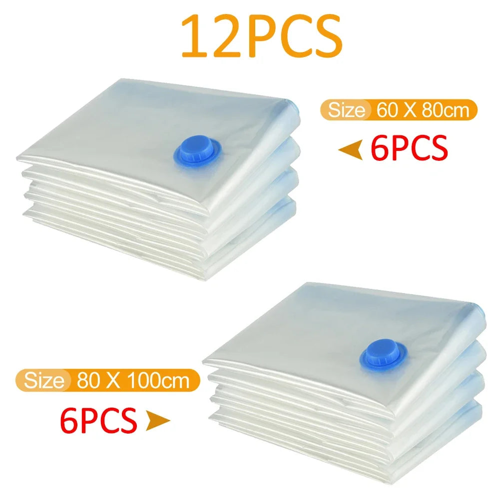 7 Sizes Reusable Vacuum Bags with Pump Cover Vacuum Compression Sealer Bag Space Saving for Clothes Storing Large Container