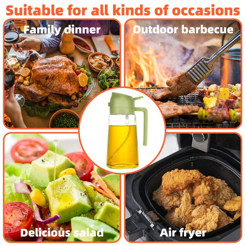 Spray Oil Sprayer Oil Cruet Spray Dual Purpose Kitchen Oils Spray Olive Oil Sprays Bottle Air Fryer Salad  BBQ Kitchen Baking