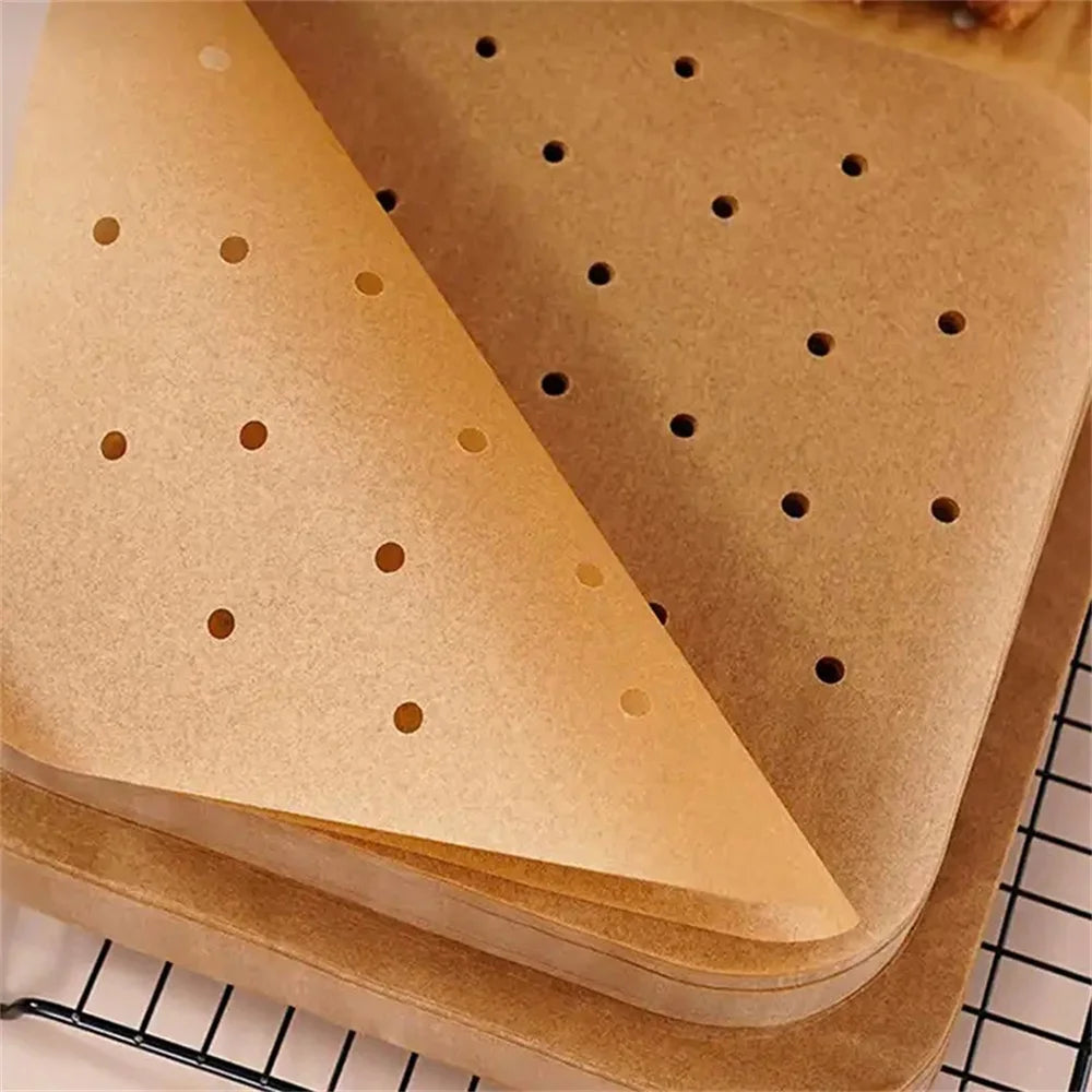 100PCS Air Fryer Paper Disposable Steamer Liners Kitchen Bakeware Papers Baking Non-Stick Steaming Mat Oil-absorbing Paper