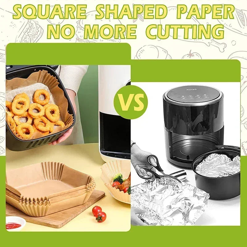 50/100pcs Air Fryer Baking Paper Non-Stick Airfryer Baking Papers Round Air-Fryer Paper Liners Paper Kitchen Accessories