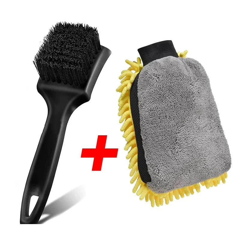 Car Tire Rim Brush Carpet Wheel Hub Cleaning Brushes Car Wheels Detailing Cleaning Brush Kit Auto Washing Tools Car Accessories