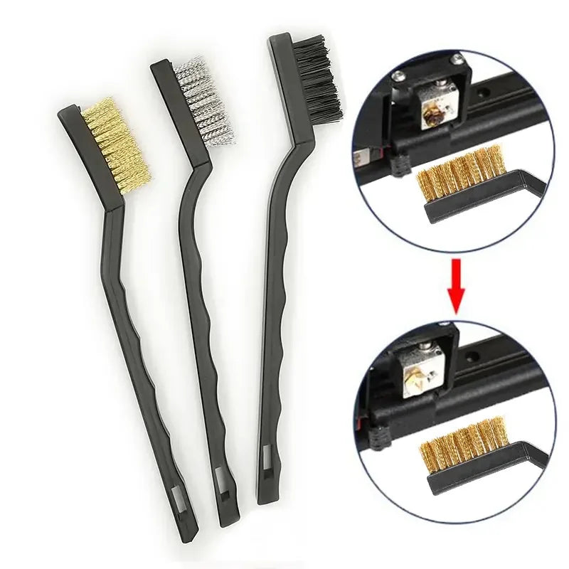 3/15pcs Wire Brush Set Curved Handle Brush Set For Cleaning Welding Slag And Rust Removal Industrial Scrubbing Brush