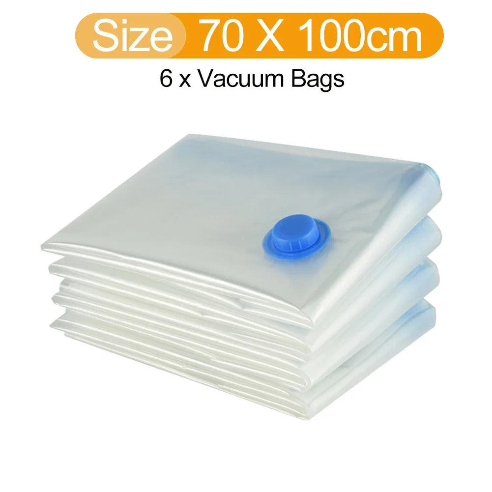 7 Sizes Reusable Vacuum Bags with Pump Cover Vacuum Compression Sealer Bag Space Saving for Clothes Storing Large Container